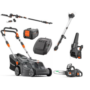 Газонокосилка Husqvarna Aspire LC34-P4A KIT + триммер Husqvarna Aspire T28-P4A + воздуходувка Husqvarna Aspire B8X-P4A + кусторез-ножницы Aspire S20-P4A + пила Husqvarna Aspire C15X-P4A