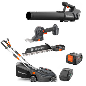 Газонокосилка Husqvarna Aspire LC34-P4A KIT + аккумуляторные ножницы Aspire S20-P4A + воздуходувка аккумуляторная Husqvarna Aspire B8X-P4A
